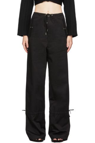 Black Eyelet Tie Parachute Trousers by Dion Lee on Sale