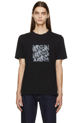 venstre lejr Saga Saint Laurent: Black Optical Illusion T-Shirt | SSENSE