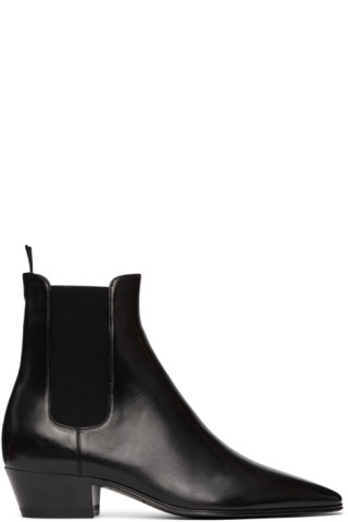 Saint Laurent: Leather Vassili Boots | SSENSE