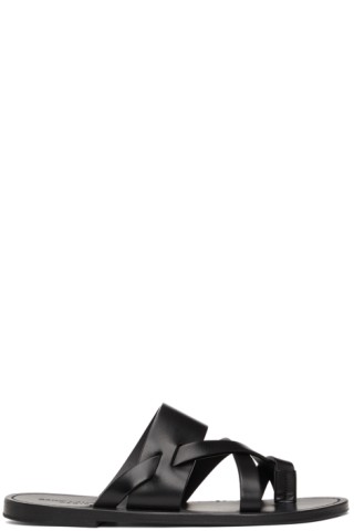 Saint Laurent: Black Culver Sandals | SSENSE