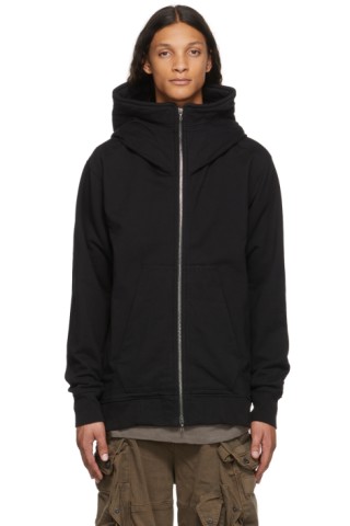 Julius: Black Front Zip Hoodie | SSENSE