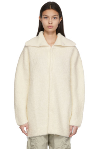 AMOMENTO: Off-White Boucle Oversized Cardigan | SSENSE