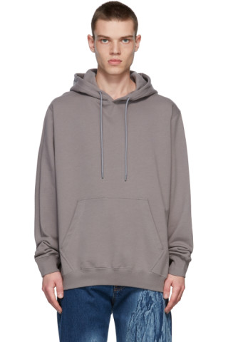 MSGM: Grey Hood Logo Hoodie | SSENSE