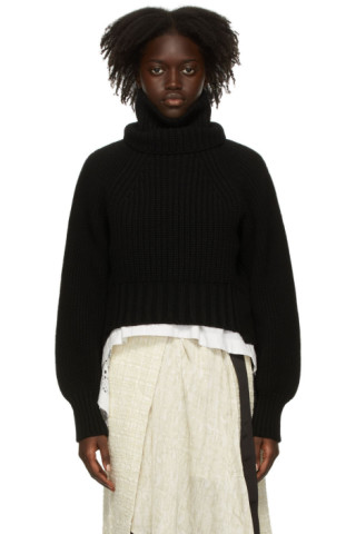 Black Wool Turtleneck by Sacai on Sale