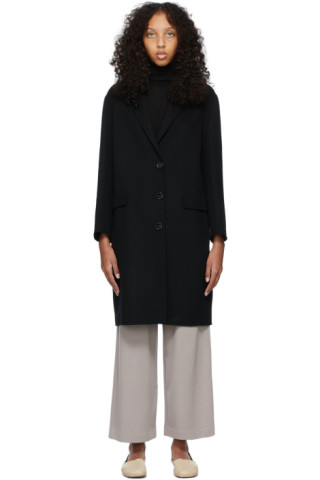 S Max Mara: Black Joan Wool Coat | SSENSE