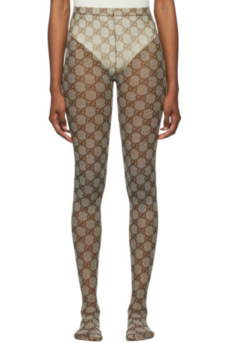 Gucci: Beige GG Supreme Tights | SSENSE