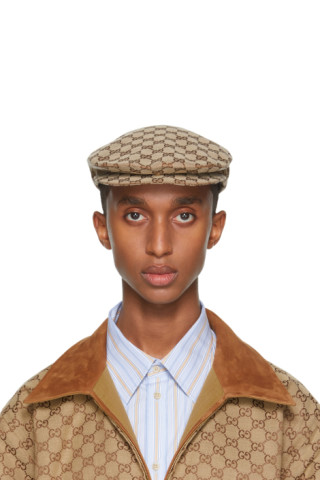 Gucci: Beige Cotton Drill GG Flat Cap | SSENSE UK