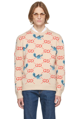 Gucci: Off-White Freya Hartas Edition GG Animal Sweater | SSENSE