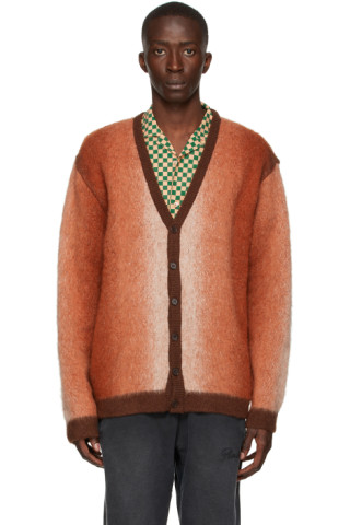 Awake NY: Brown Mohair Ombre Cardigan | SSENSE