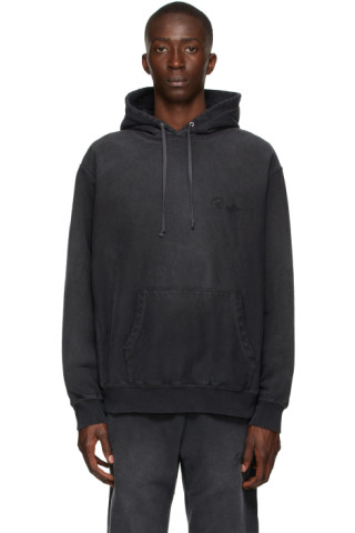 Awake NY: Black Sun-Bleached Logo Hoodie | SSENSE Canada