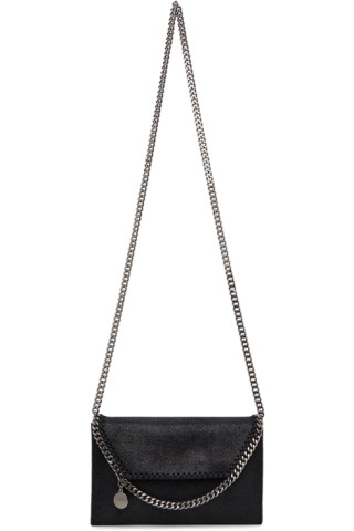 Stella McCartney: ブラック ミニ Falabella クロスボディ バッグ Stella McCartney: ブラック ミニ Falabella クロスボディ バッグ