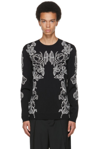 Valentino: Black Jacquard Blooming Sweater | SSENSE