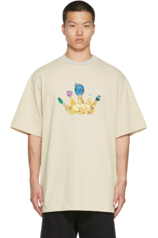 JERIH: Beige Gold Crown T-Shirt | SSENSE