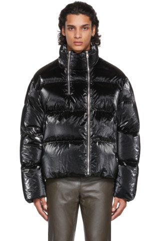 System: Black Down Shiny Nylon Puffer Jacket | SSENSE Canada