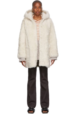 Yves Salomon - Meteo: Reversible Off-White Shearling & Lambskin Hooded ...