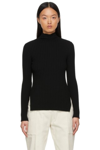 DRAE: Black Rayon Mock Neck Sweater | SSENSE