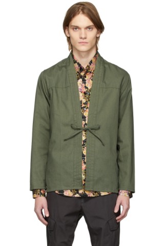 Naked & Famous Denim: SSENSE Canada Exclusive Khaki Kimono Shirt | SSENSE