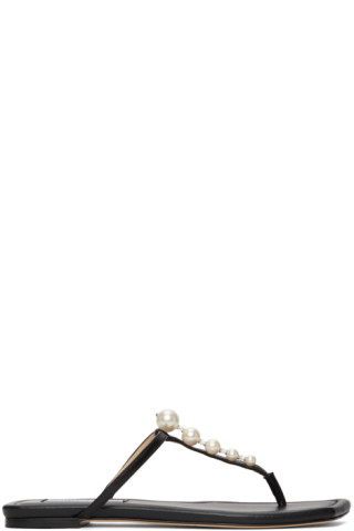 Jimmy Choo: Black Alaina Flat Sandals | SSENSE UK