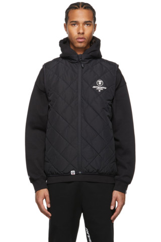 AAPE by A Bathing Ape: Black Down Quilted Vest | SSENSE