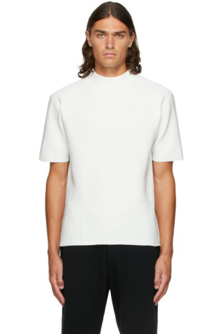 White Garter Mock Neck T-Shirt by CFCL on Sale