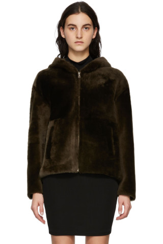 Yves Salomon: Brown Shearling Lacon Jacket | SSENSE UK