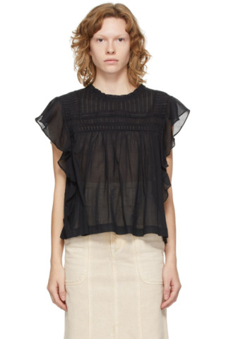 Isabel Marant Etoile: Black Layona Blouse | SSENSE Canada