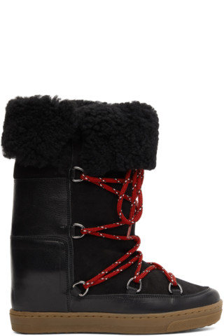 Isabel Marant: Black Shearling Nowly Boots | SSENSE