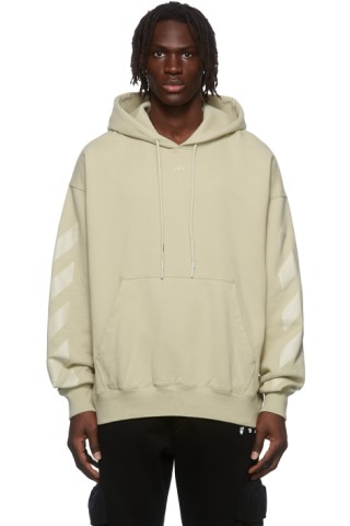 Off-White: Taupe Rubber Arrows Hoodie | SSENSE
