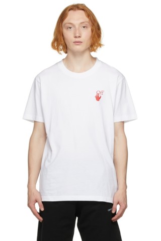 Off-White: White & Red Starred Arrow T-Shirt | SSENSE Canada