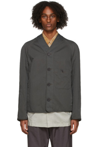 Lemaire: Grey Reversible V-Neck Liner Jacket | SSENSE UK