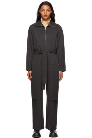 Grey Zip-Up Jumpsuit by LOW CLASSIC on Sale