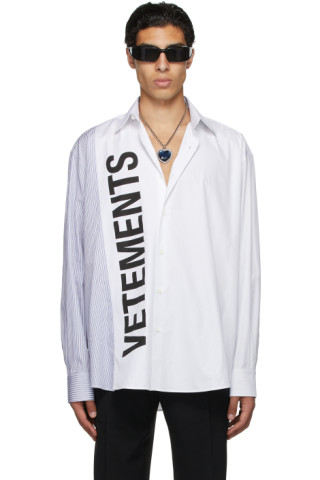 White Cut Up Logo Shirt by VETEMENTS on Sale
