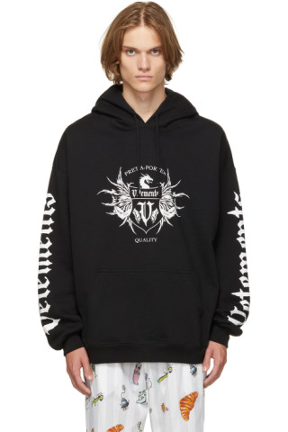 VETEMENTS: Black Label Logo Hoodie | SSENSE