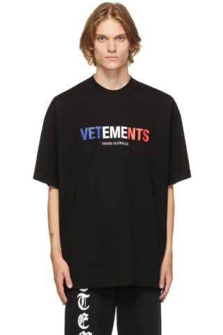 VETEMENTS: Black Jersey France Logo T-Shirt | SSENSE Canada