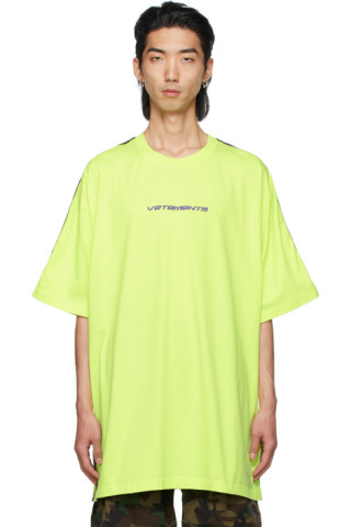 VETEMENTS: Yellow Logo Tape T-Shirt | SSENSE