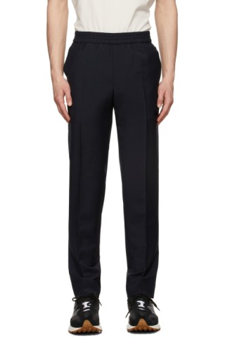 Navy Paolo Seersucker Trousers by Harmony on Sale