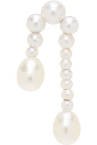 Sophie Bille Brahe: Gold Small Pearl Splash Nuit Single Earring | SSENSE UK