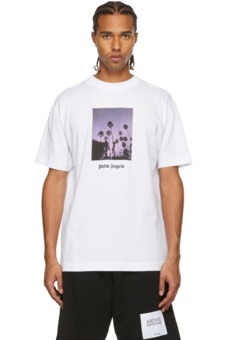 Palm Angels: White Stars And Palms T-Shirt | SSENSE Canada