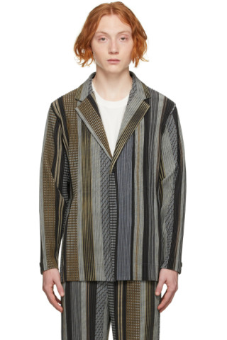 Homme Plissé Issey Miyake: Brown Woven Structure Jacket | SSENSE Canada