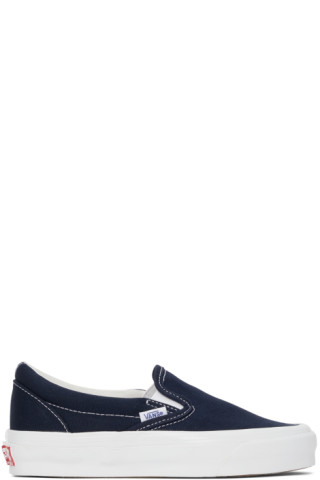 Vans: Navy Vault OG Classic Slip On Sneakers | SSENSE