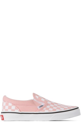 Kids Pink Checkerboard Classic Slip-On Little Kids Sneakers by on Sale