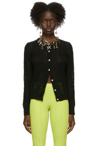Marco Rambaldi: Black Mohair Patch Knit Cardigan | SSENSE