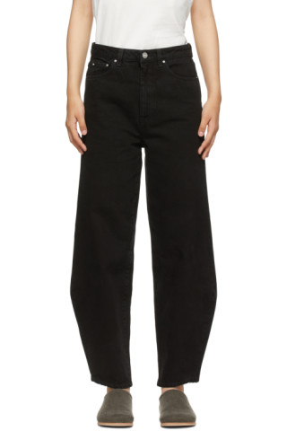 TOTEME: Black Organic Cotton Barrel Leg Jeans | SSENSE