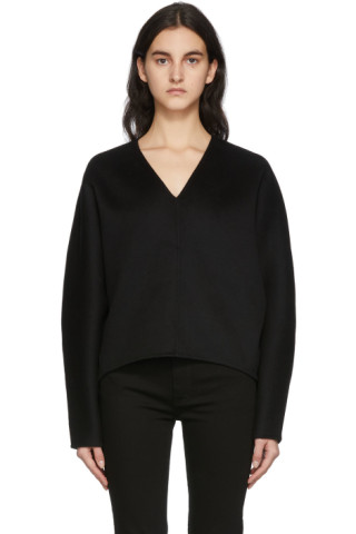 TOTEME: Black Double Wool Cashmere Sweater | SSENSE