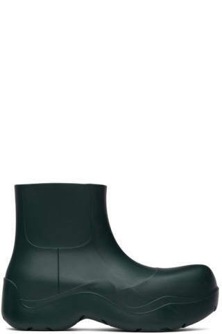 Bottega Veneta: Green Puddle Boots | SSENSE