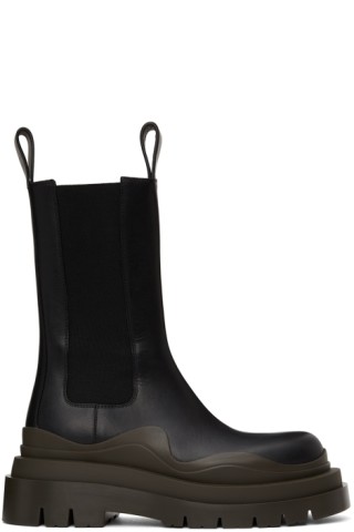 Bottega Veneta: Black Tire Chelsea Boots | SSENSE