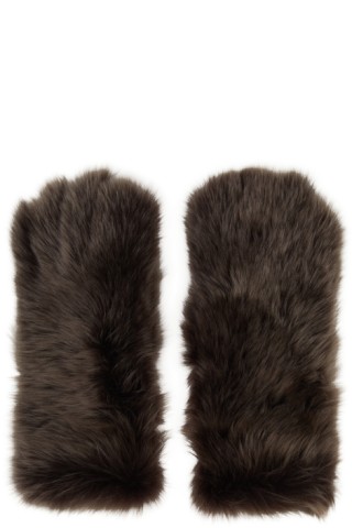 Bottega Veneta: Grey Shearling Gloves | SSENSE Canada