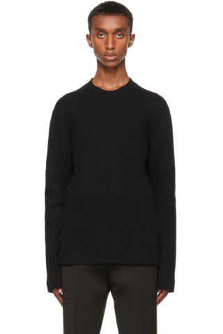 Bottega Veneta: Black Cashmere Rib Knit Sweater | SSENSE