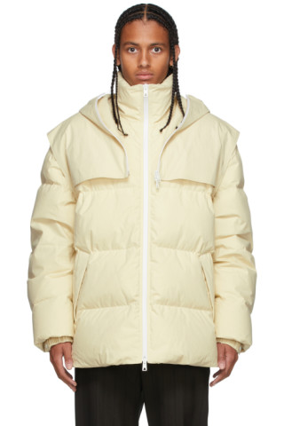 Bottega Veneta: Beige Down Puffer Jacket | SSENSE