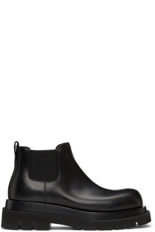 Bottega Veneta: Black Low Lug Chelsea Boots | SSENSE